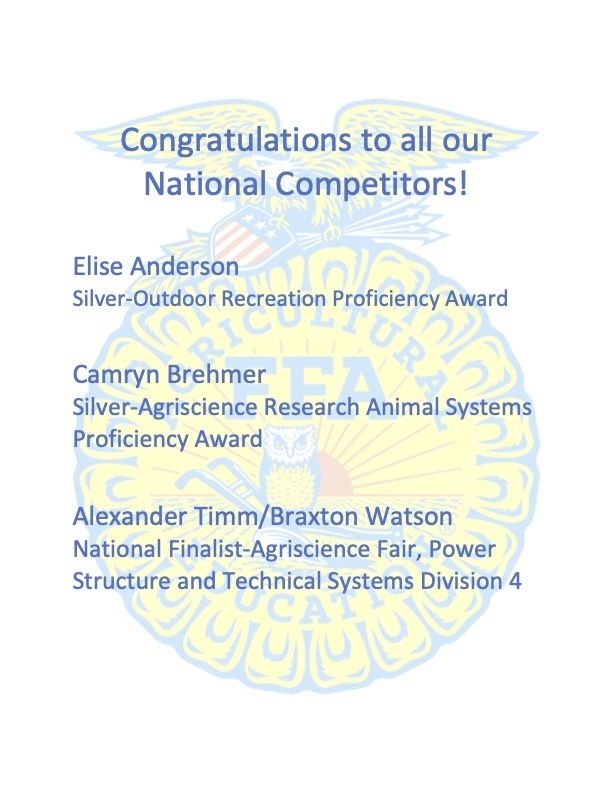 Congratulations to these FFA Members!